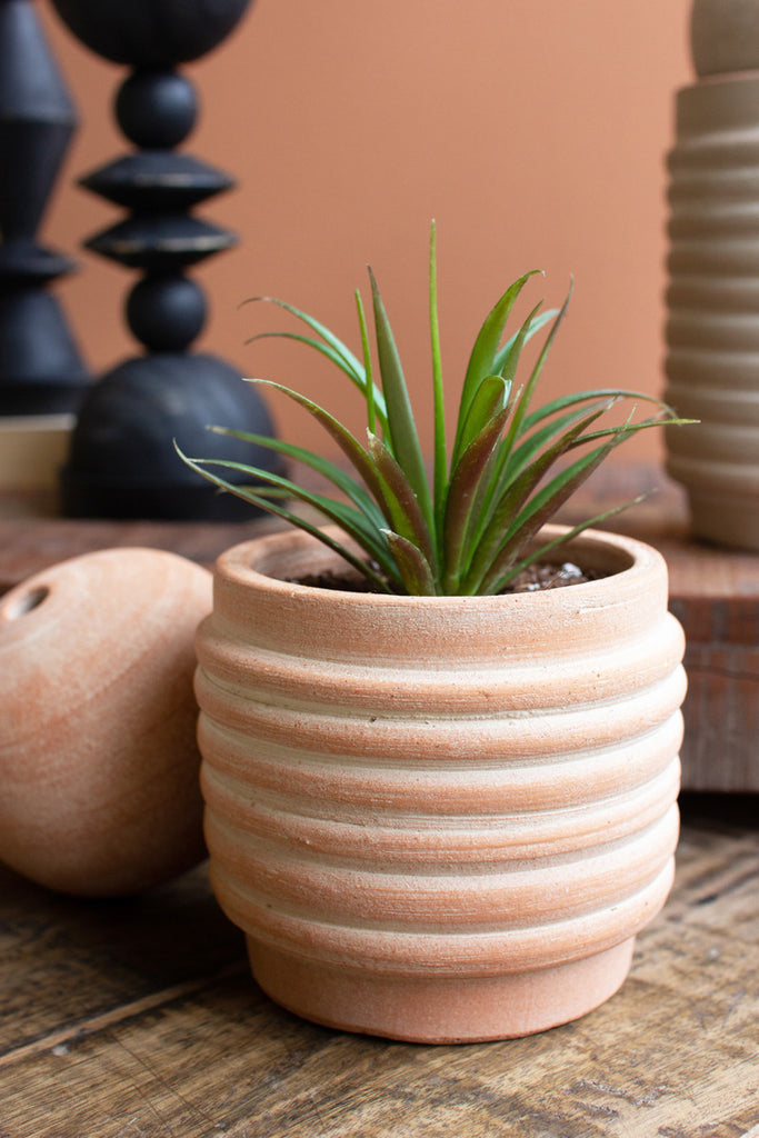 Set of 2 Ribbed vases with Spheres Vase - Bombay Mercantile