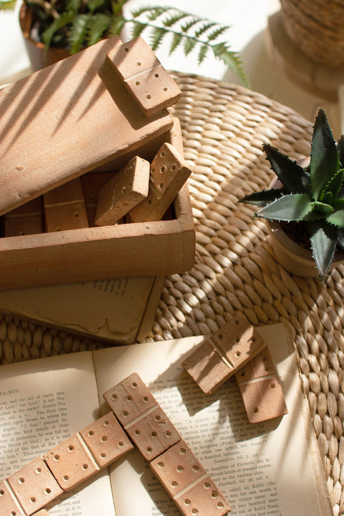 Clay Domino Set with Clay Box - Bombay Mercantile