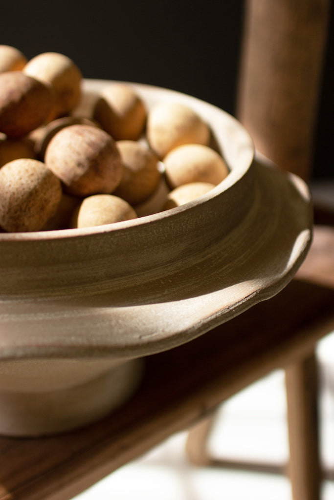 Grey-Wash Wavy Clay Compote - Bombay Mercantile