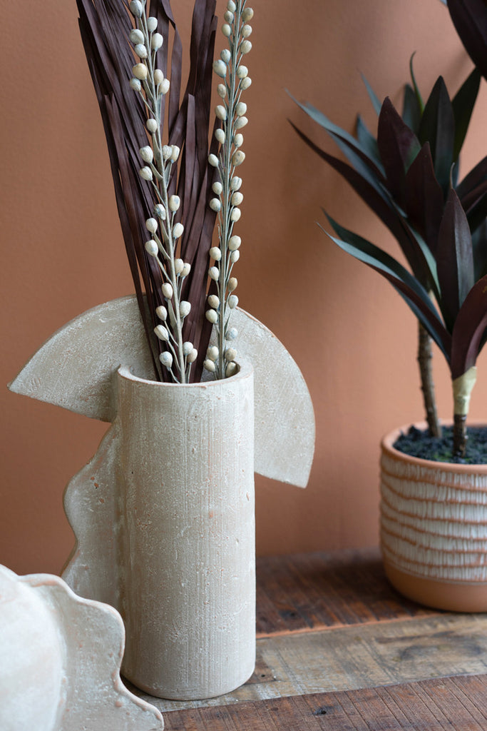 Set of 2 Grey-Wash Sculptural Vases - Bombay Mercantile