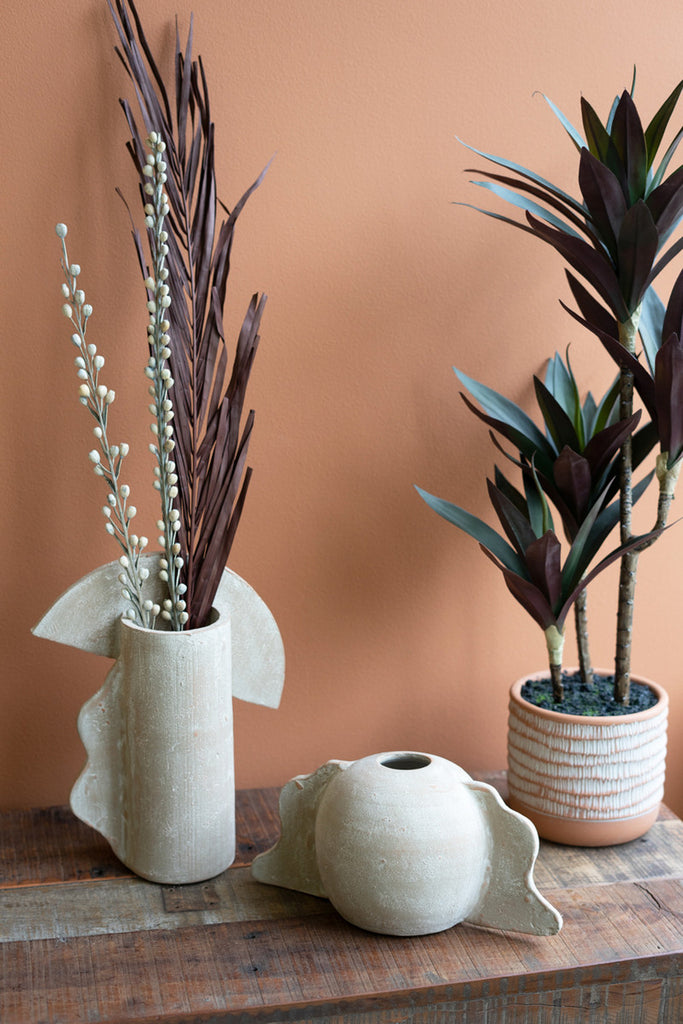 Set of 2 Grey-Wash Sculptural Vases - Bombay Mercantile