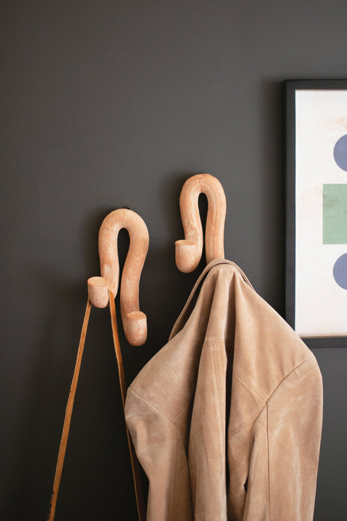 Double Clay Wall Hook, Set of 2 - Bombay Mercantile
