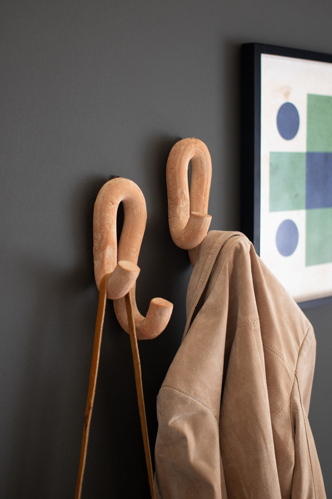 Double Clay Wall Hook, Set of 2 - Bombay Mercantile