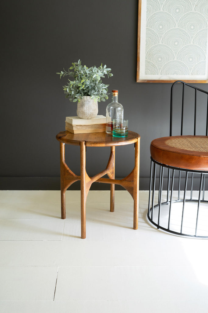 Round Mango Wood Accent Table - Bombay Mercantile