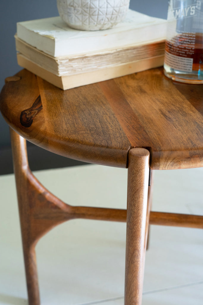 Round Mango Wood Accent Table - Bombay Mercantile