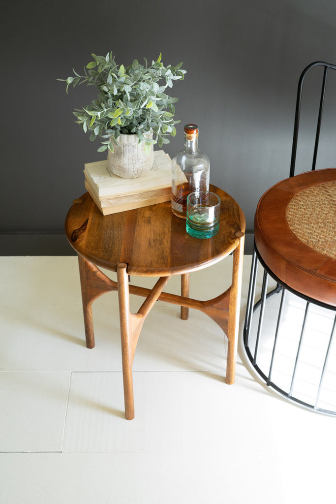 Round Mango Wood Accent Table - Bombay Mercantile