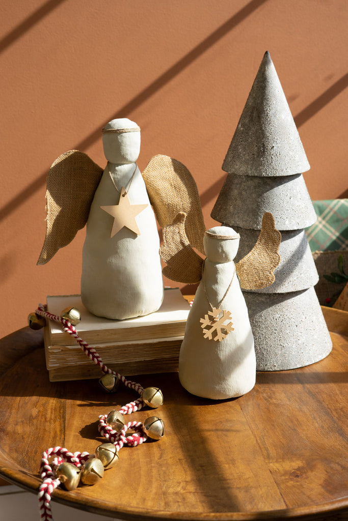 Set of 2 Painted Canvas Angels - Bombay Mercantile