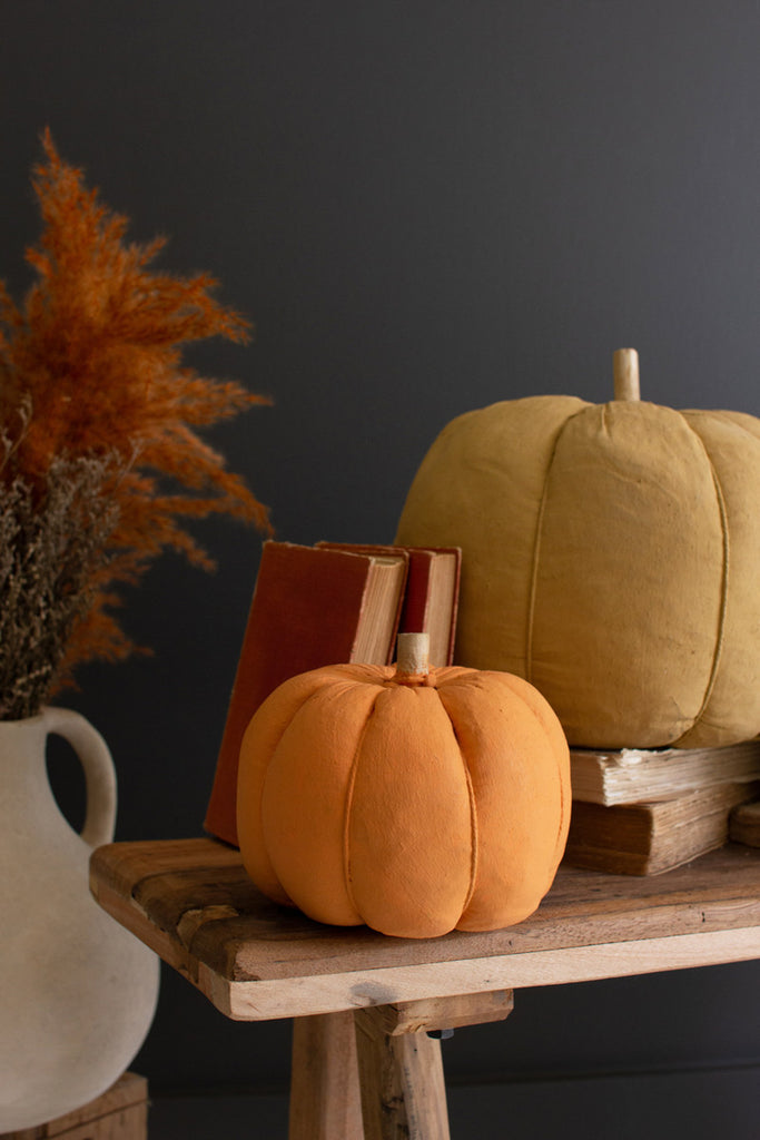 Set of 3 Painted Canvas Pumpkins - Bombay Mercantile
