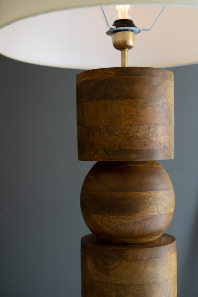 Wooden Column Floor Lamp with Fabric Shade - Bombay Mercantile