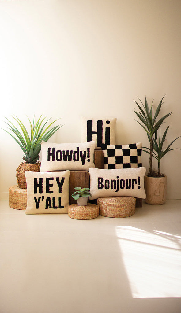 Hey Y'All Hand-Hooked Pillow - Bombay Mercantile