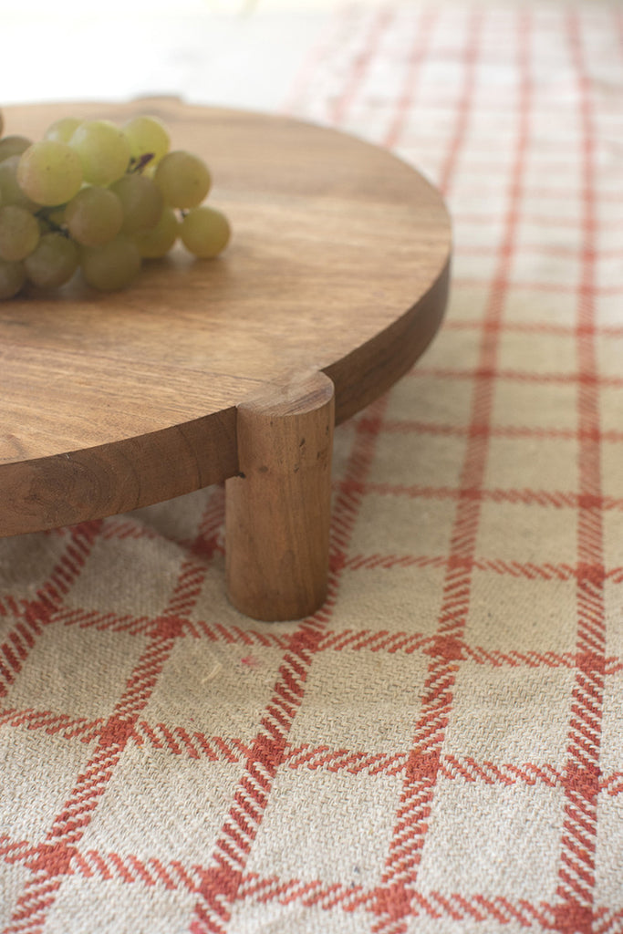 Acacia Wood Round Footed Serving Board - Bombay Mercantile