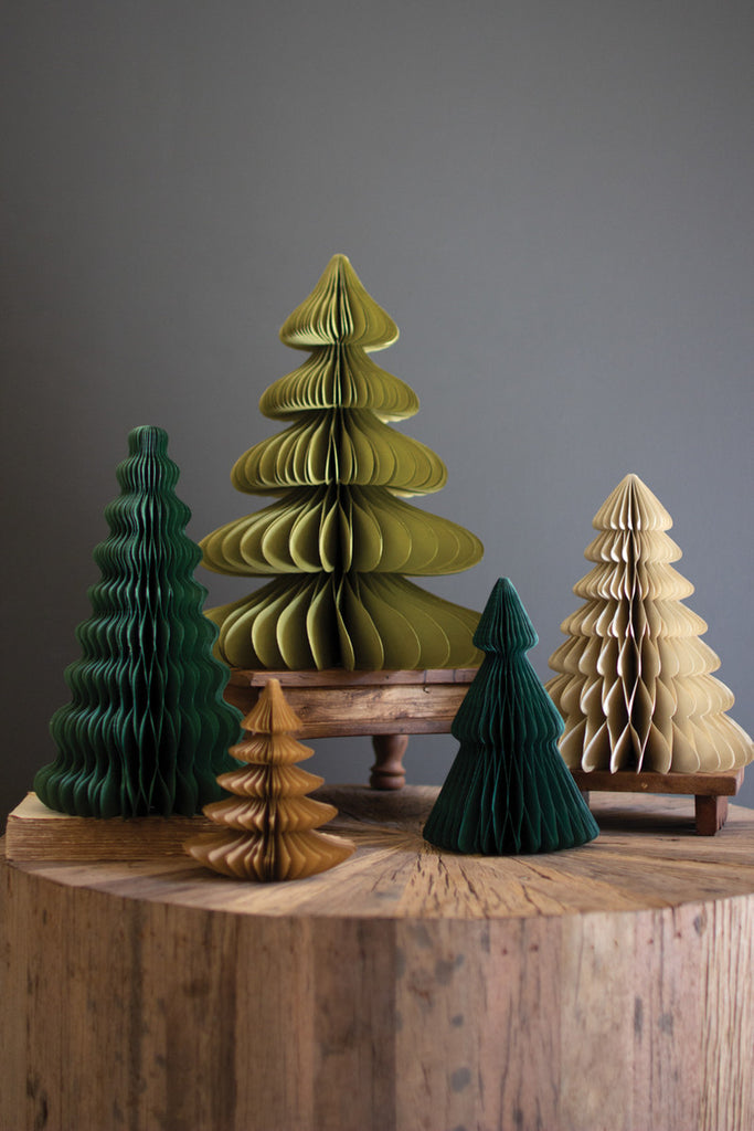 Set of 5 Paper Accordion Christmas Trees - Bombay Mercantile