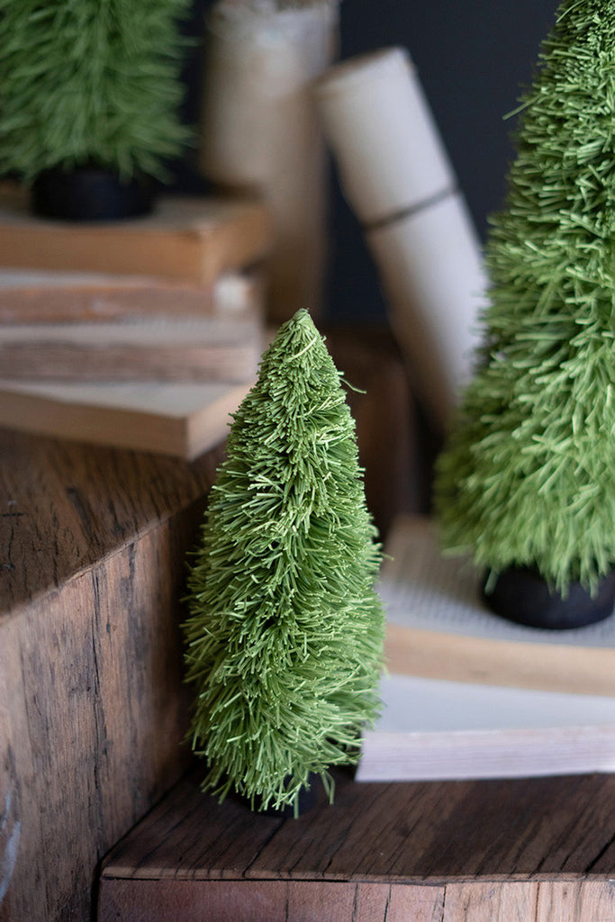 Set of 3 Green Paper Frill Christmas Trees - Bombay Mercantile