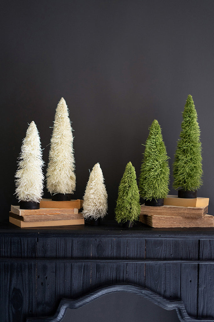 Set of 3 Green Paper Frill Christmas Trees - Bombay Mercantile