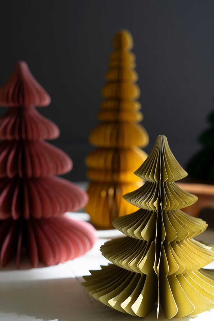 Set of 6 Jewel Tone Paper Accordian Christmas Trees - Bombay Mercantile