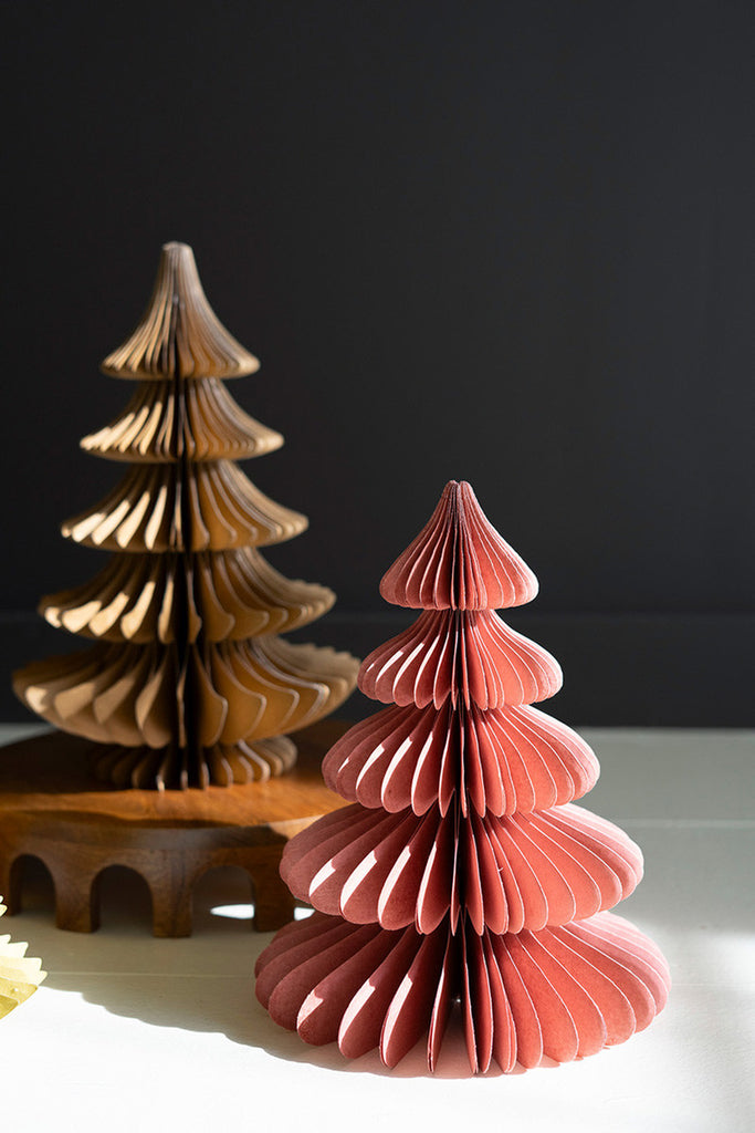 Set of 6 Jewel Tone Paper Accordian Christmas Trees - Bombay Mercantile