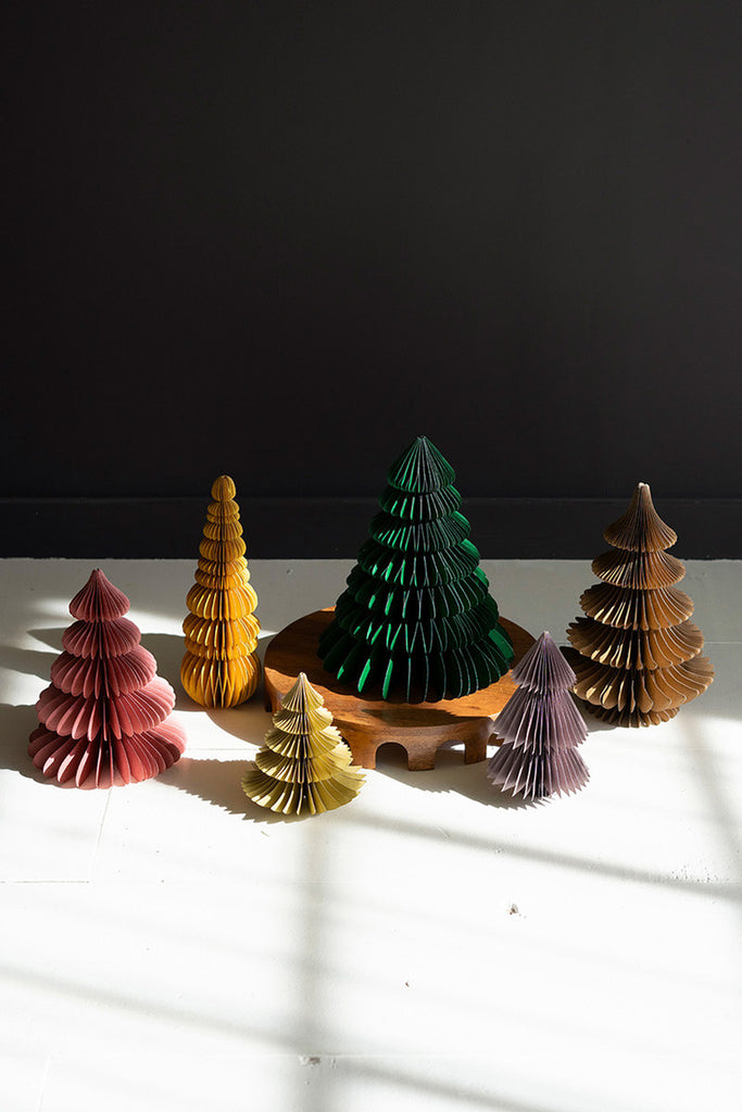 Set of 6 Jewel Tone Paper Accordian Christmas Trees - Bombay Mercantile