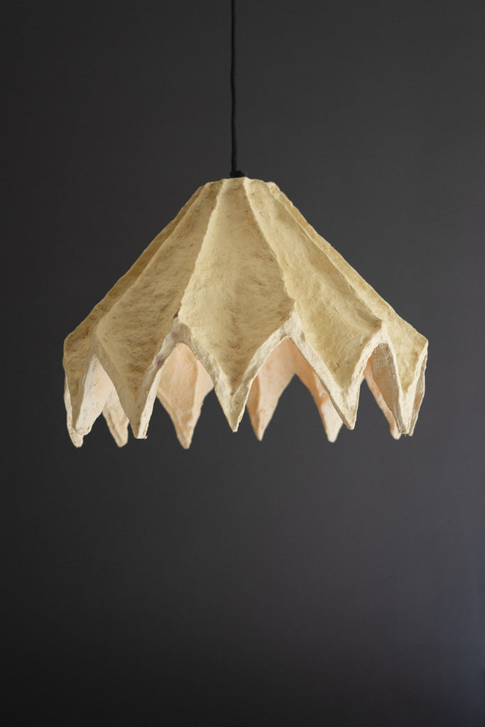 Folded Natural Paper Mache Pendant Light - Bombay Mercantile
