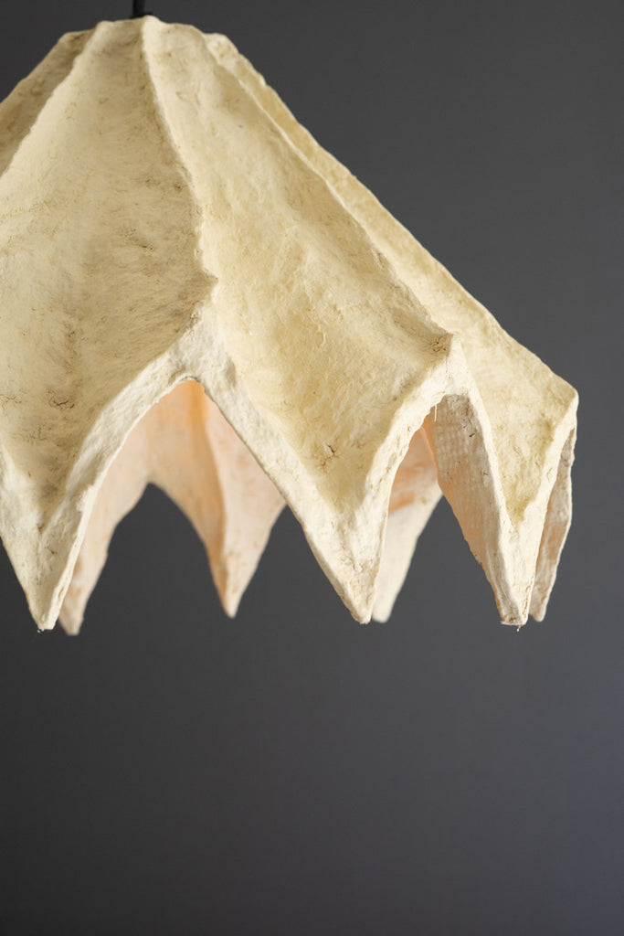Folded Natural Paper Mache Pendant Light - Bombay Mercantile
