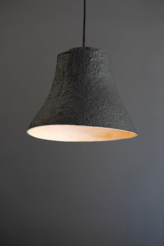 Black Hat Paper Mache Pendant Light - Bombay Mercantile