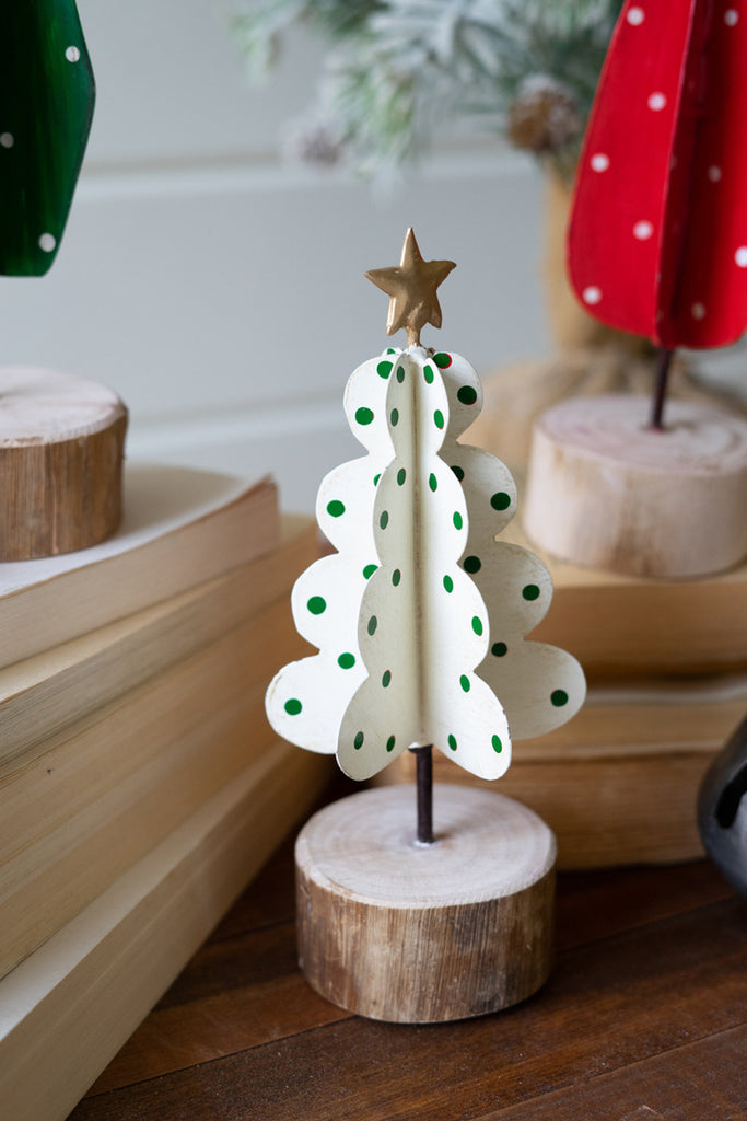 Set of 3 Painted Iron and Wood Christmas Trees - Bombay Mercantile