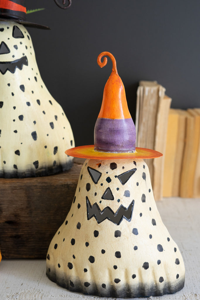 Set of 2 Painted Metal Halloween Ghosts - Bombay Mercantile