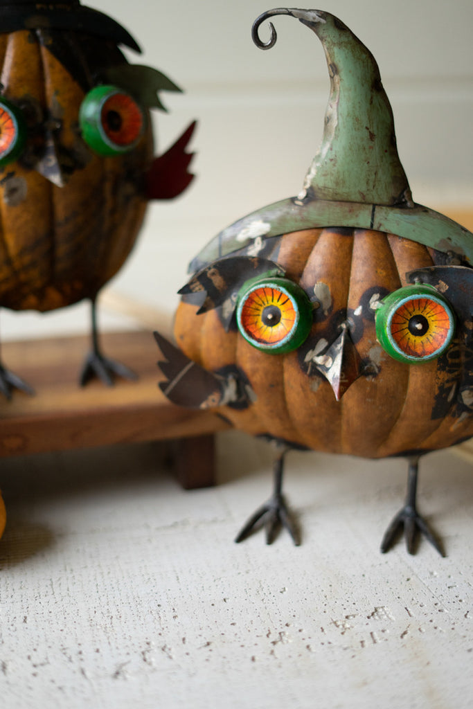 Set of 2 Recycled Metal Owls - Bombay Mercantile