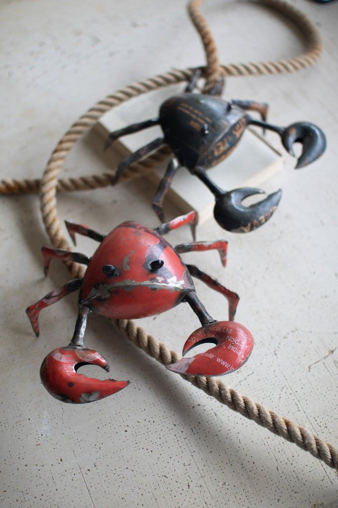 Set of 2 Recycled Iron Crabs - Bombay Mercantile