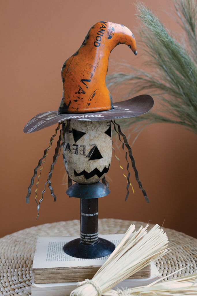 Recycled Metal Halloween Witch on a Stand - Bombay Mercantile