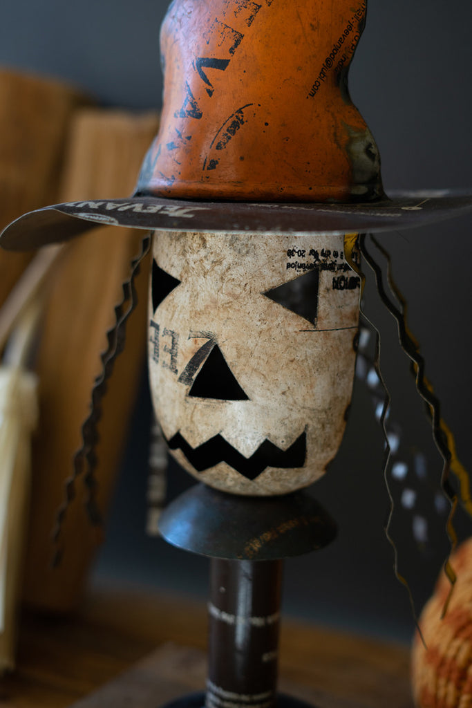 Recycled Metal Halloween Witch on a Stand - Bombay Mercantile