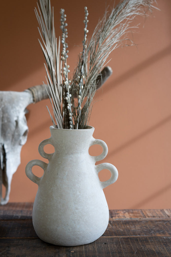 Paper Mache Vase with Four Handles - Bombay Mercantile
