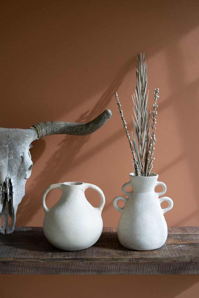 Paper Mache Vase with Four Handles - Bombay Mercantile