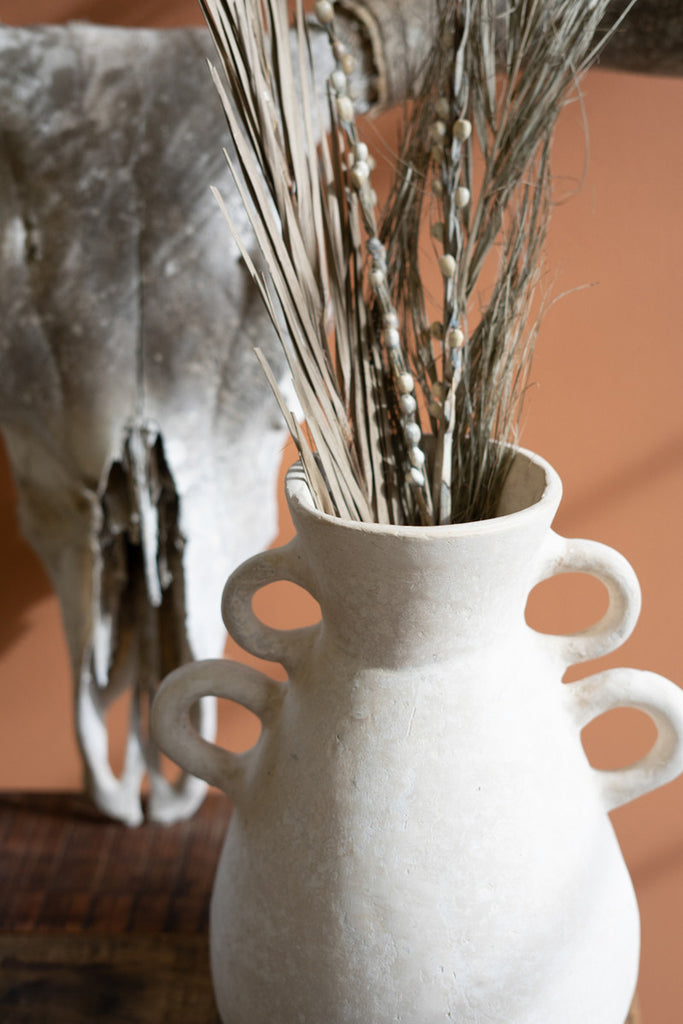 Paper Mache Vase with Four Handles - Bombay Mercantile