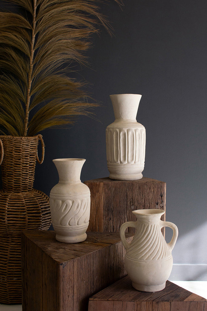 Set of 3 Paper Mache Vases - Bombay Mercantile