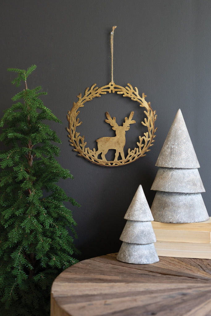 Antique Brass Metal Christmas Wreath Door Hanger, Set of 4 - Bombay Mercantile
