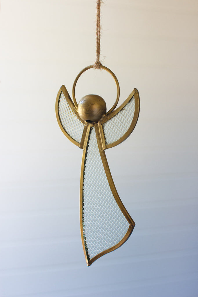 Brass and Glass Angel Ornament, Set of 4 - Bombay Mercantile