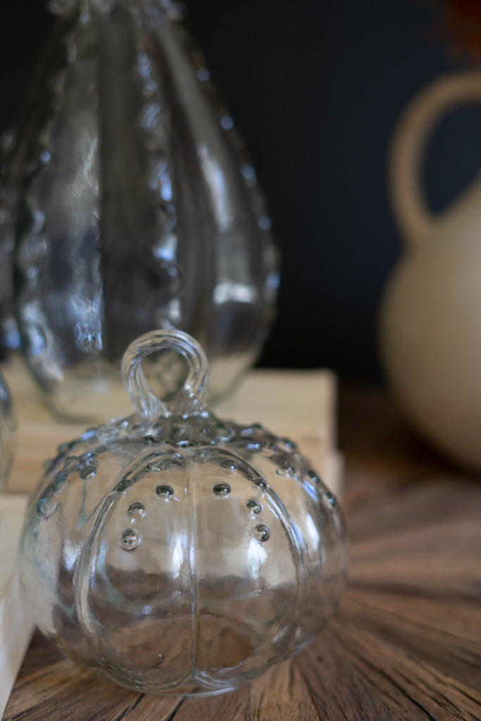 Set of 3 Clear Glass Pumpkins - Bombay Mercantile