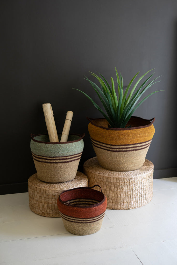 Set of 3 Colorful Baskets with Handles - Bombay Mercantile