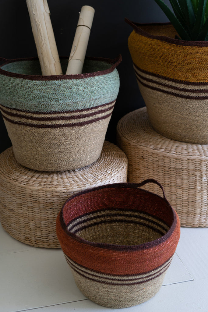 Set of 3 Colorful Baskets with Handles - Bombay Mercantile