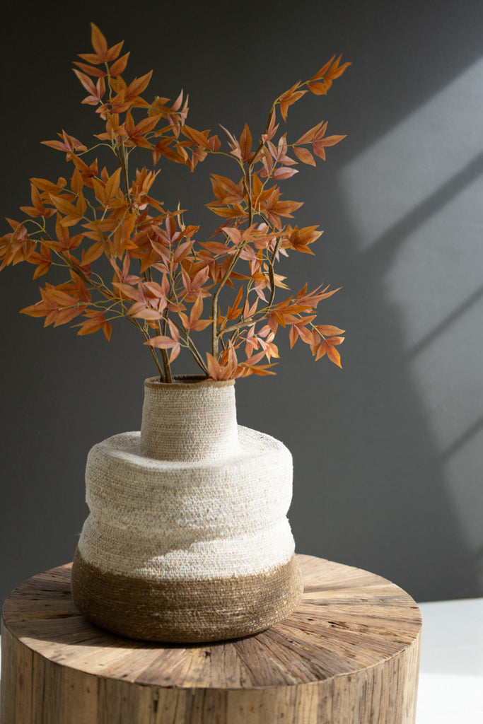 Vessel Basket with Base and Stitching #1 - Bombay Mercantile