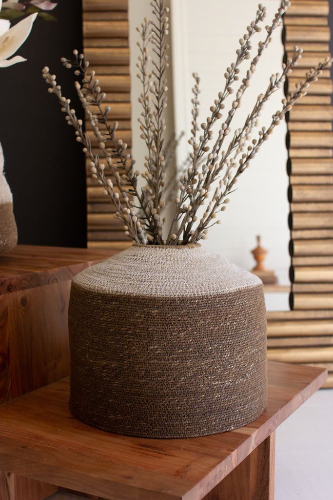 Vessel Basket with Base and Stitching #2 - Bombay Mercantile