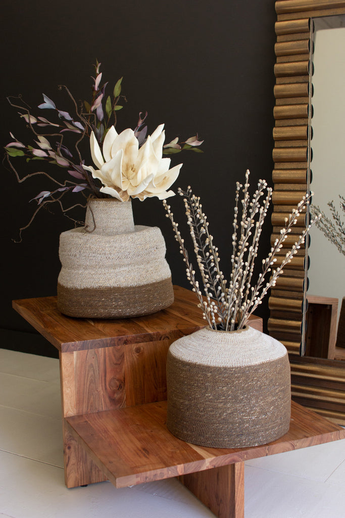 Vessel Basket with Base and Stitching #2 - Bombay Mercantile