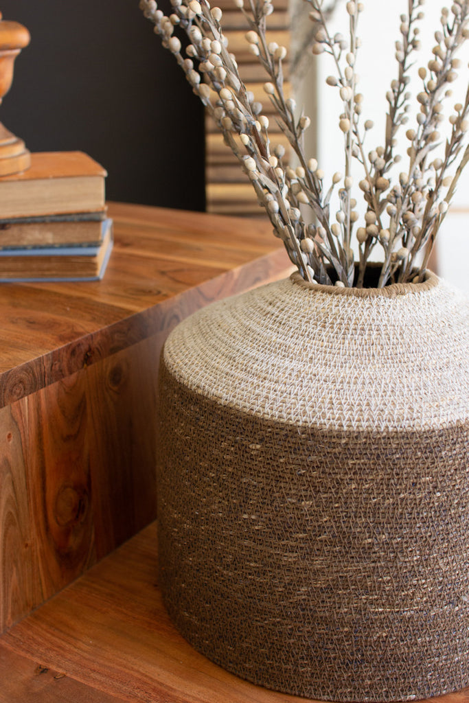 Vessel Basket with Base and Stitching #2 - Bombay Mercantile