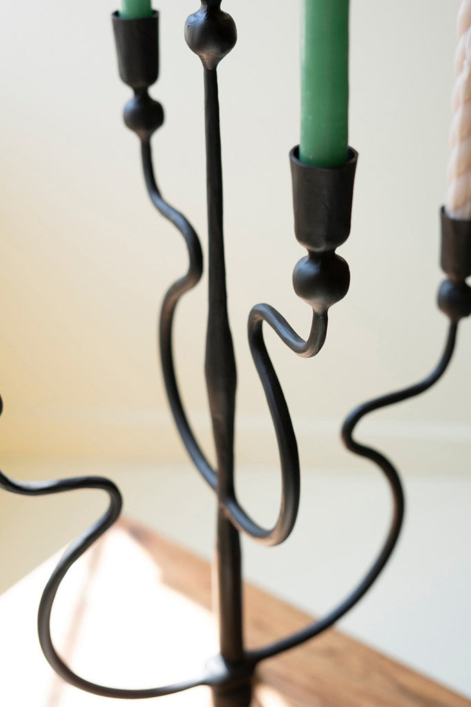Forged Iron Five Taper Candelabra - Bombay Mercantile