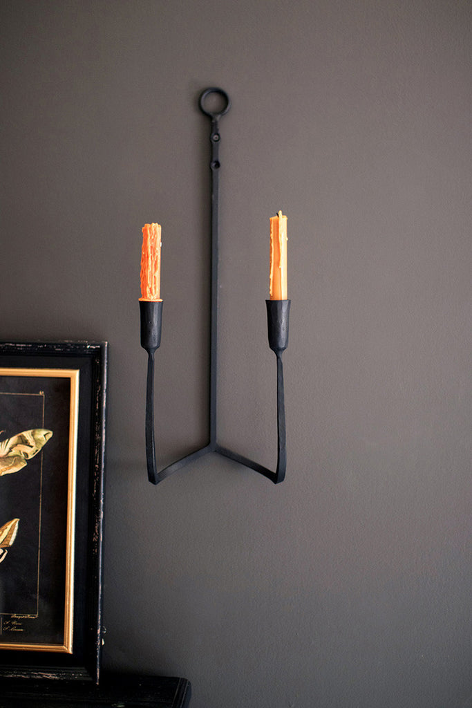 Forged Iron Double Taper Wall Sconce, Set of 2 - Bombay Mercantile