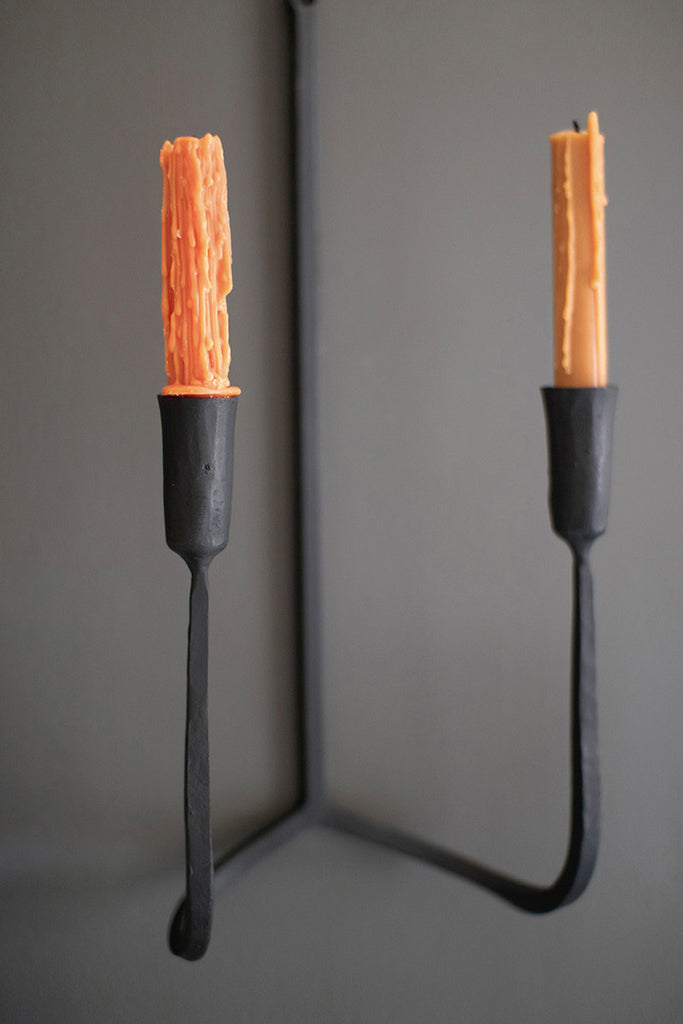 Forged Iron Double Taper Wall Sconce, Set of 2 - Bombay Mercantile