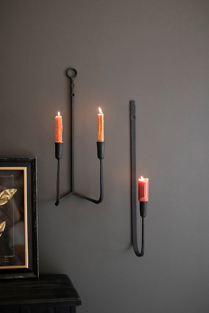Forged Iron Single Taper Wall Sconce, Set of 2 - Bombay Mercantile