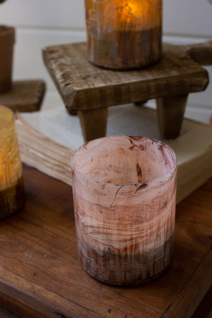 Set of 3 Glass Candle Holders - Bombay Mercantile