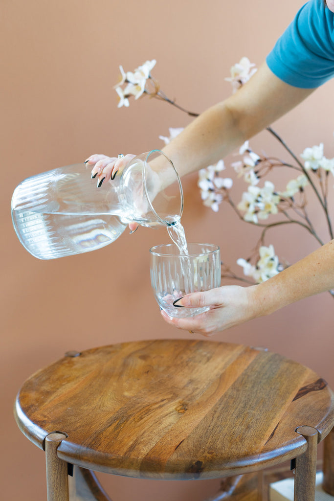 Cut Glass Water Carafe with Cup - Bombay Mercantile