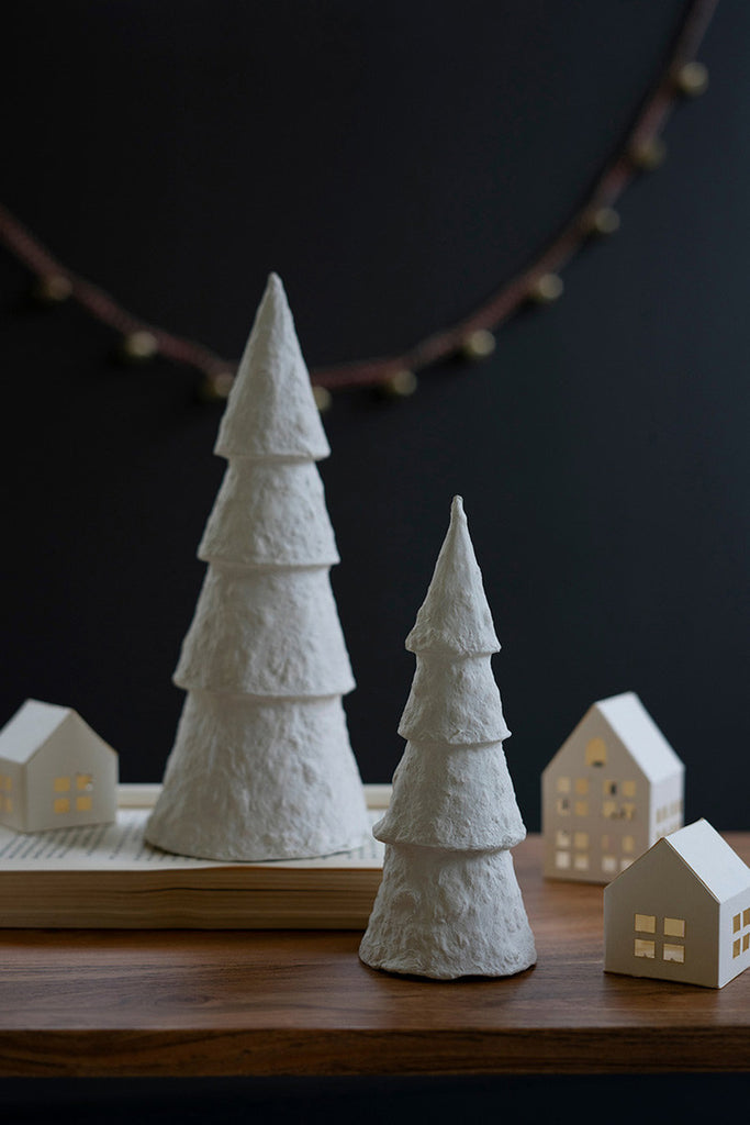 2 Paper Mache Christmas Trees, Set of 2 - Bombay Mercantile